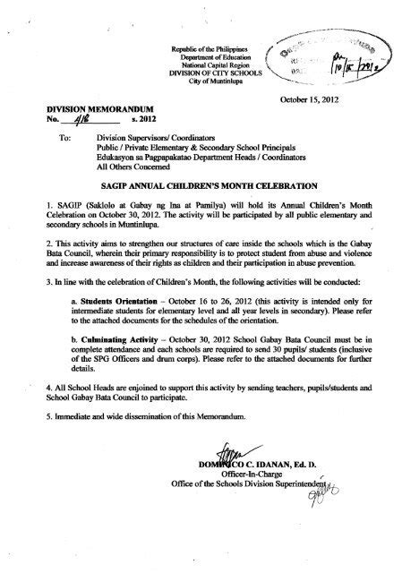 deped muntinlupa|DepEd Muntinlupa Division Office .